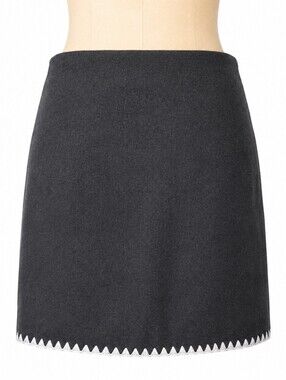 Elodie Gray Mini Skirt with White Scallop Trim Size M